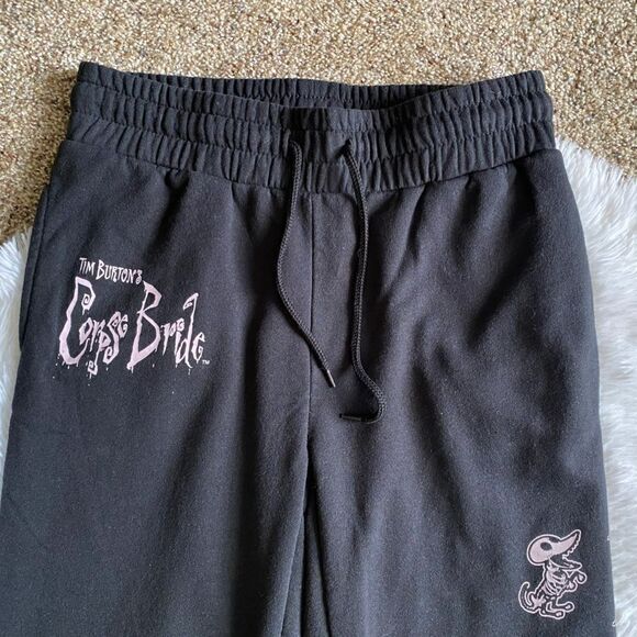 Tim Burtons Corpse Bride Sweatpants Black Pink Drawstring Waist Womens Medium - Picture 3 of 9